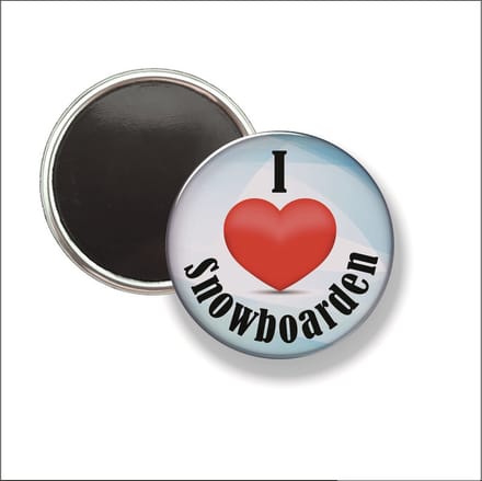 Button Met Magneet 58 MM - I Love Snowboarden - NIET VOOR KLEDING