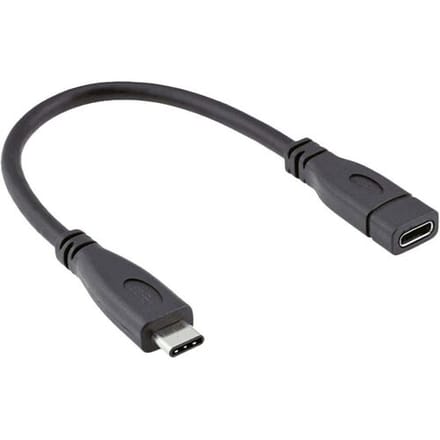 ROLINE USB 3.2 Gen 2 kabel, C-C, M/F, 4K UHD-1, 10Gbit/s, 100W, zwart, 0,15 m