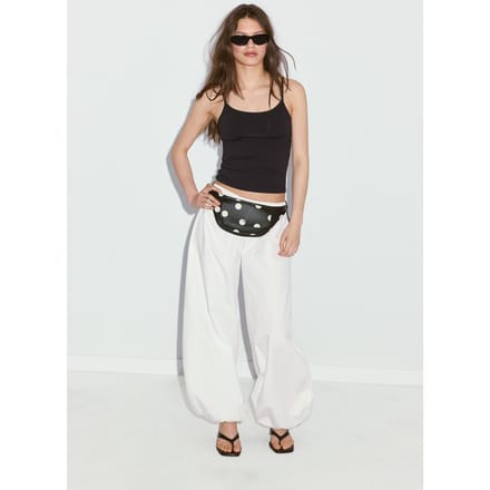 Stradivarius B07 Ribgebreide top met bandjes  Zwart M