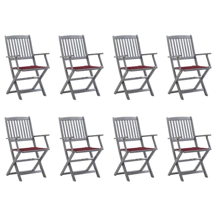 vidaXL - Inklapbare - stoelen - 8 - st - met - kussens - massief - acaciahout