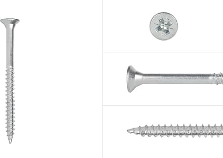 Wovar Spaanplaatschroeven Verzinkt 6 x 60 mm Pozidrive Deeldraad | Doos 100 Stuks