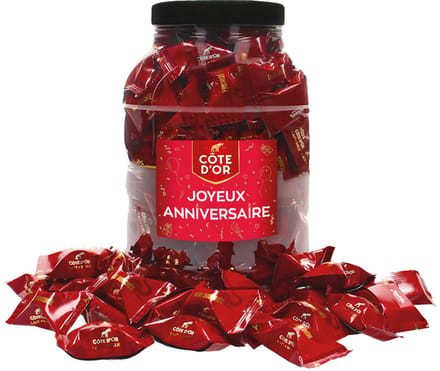Cote d'Or Mini Bouchée chocolade met opschrift "Joyeux Anniversaire!" - chocolade verjaardagscadeau - melkchocolade met praliné - 1000g