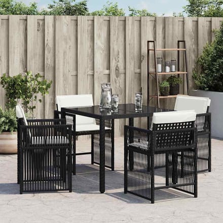 vidaXL - Tuinstoelen - 4 - st - met - kussens - poly - rattan - zwart