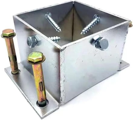 Verstelbare Houder - Paalanker - Buitenstructuren Bouwen - 4mm Staal Constructie - 80 x 80 mm - Zwart