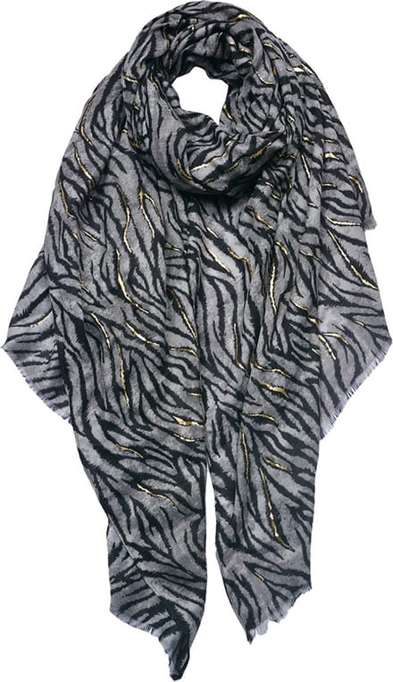 Juleeze Sjaal Dames Print 90x180 cm Zwart Wit Synthetisch
