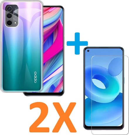 Soft TPU Transparant hoesje Silicone Case + 2 stuk Glas Screenprotector Geschikt voor: Oppo A93 5G
