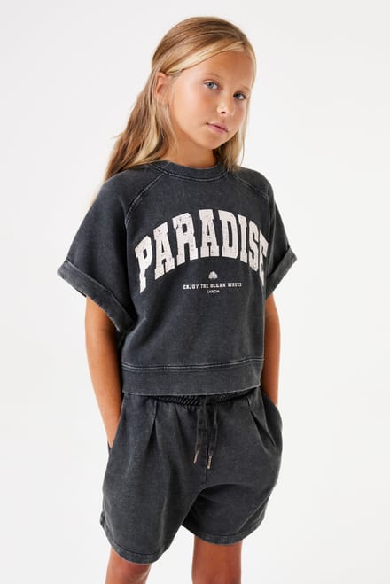 Regular fit sweatshorts in denimlook