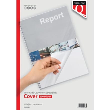 Voorblad Quantore A4 PVC 200 micron transparant 100 stuks
