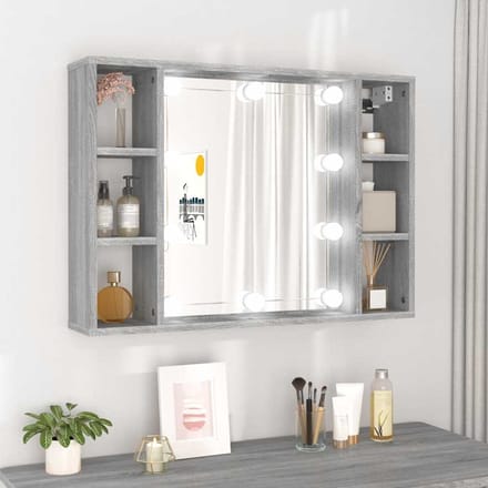 vidaXL - Spiegelkast - met - LED-verlichting - 76x15x55 - cm - grijs - sonoma - eiken