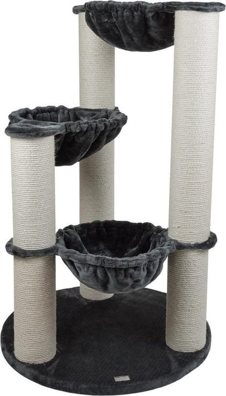 Quapas - kattenkrabpaal Phoenix - Topkwaliteit - donkergrijs - extra stevig - 3 hangmatten XXL 128cm