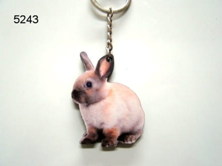 Geharo Houten Sleutelhanger Konijn – 5 cm - met Afbeelding