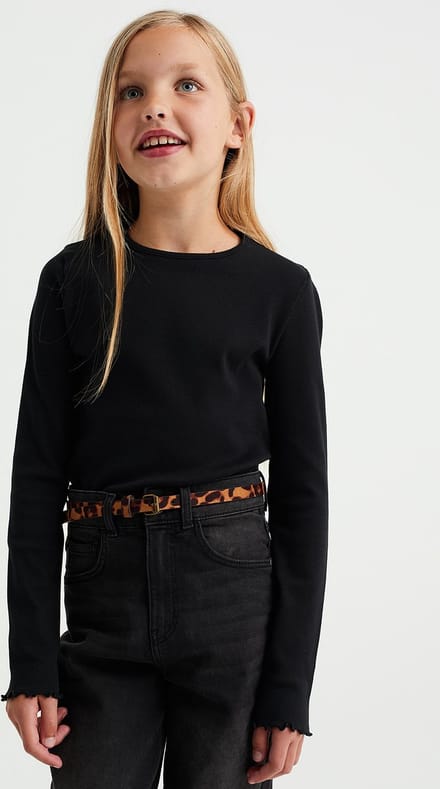 WE Fashion Meisjes T-shirt van ribstof