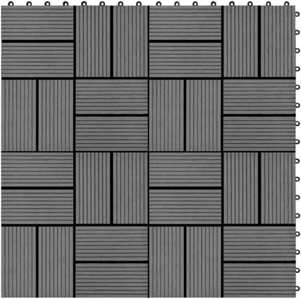Terrastegels WPC - Composiet Tegels - Buiten Vloeren - Snelkoppelingssysteem - 1 m² - Grijs