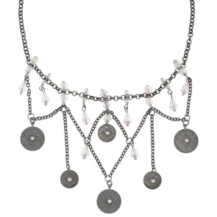 Behave – Ketting met iriserende kralen – Antiek zilverkleur boho look