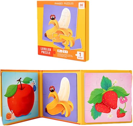 Magnetisch Puzzelboek - Leerzaam Speelgoed - Reizen en Spelen - Levendige 3D Afbeeldingen - 18.5 x 18.5 cm - Fruit Puzzel