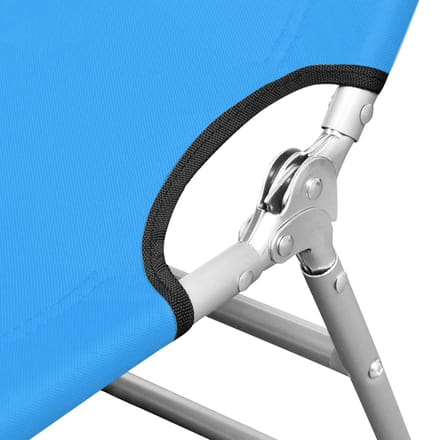 vidaXL - Ligbed - inklapbaar - met - hoofdkussen - staal - turquoiseblauw