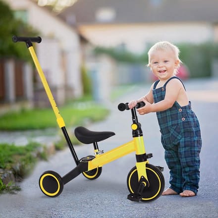 3-in-1 Loopfiets en Driewieler voor Peuters met Duwstang (1-5 jaar)
