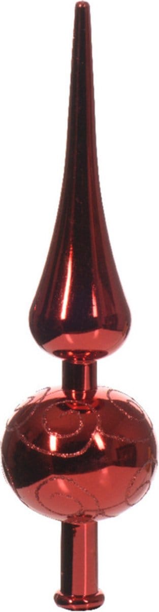 Decoris kerstboom piek - rood - kunststof - 23 cm