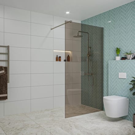 FugaFlow Eccelente Vetro inloopdouche badkamer - 110x200cm - rookglas - wandarm - gunmetal