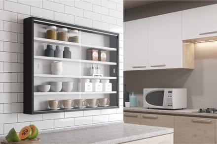 Zyrex® Vitrinekast met Glas - Vitrinekast Hangend - Vitrinekast - Zwart/Wit - 10cm x 80cm x 60cm