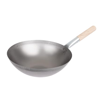 Zacht Stalen Wok - Ronde Bodem - 35,5cm - Vogue K299 - Horeca & Professioneel