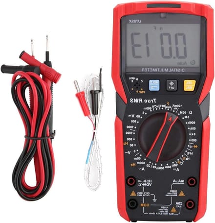 Digitale multimeter - Tester spanning - Elektrische metingen - True RMS functie - 1000V 20A - Rood