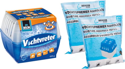 Vochtopnemer / vochtvanger - 450 ml - met navulling - 2x 400 gram