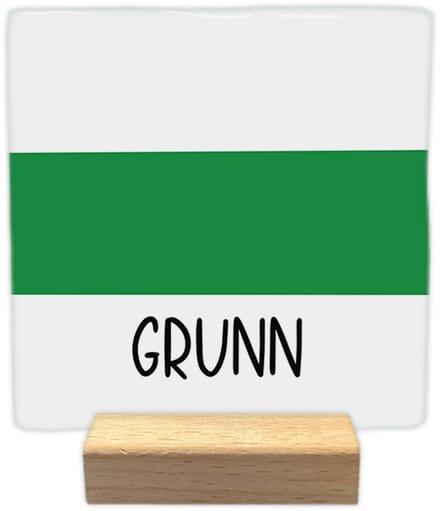 Grunn - Keramische decoratie tegel - incl. houten presenteerblok
