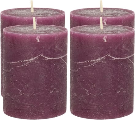 Atmospera Stompkaars/cilinderkaars - 4x - bordeaux rood - 7 x 9 cm - middel rustiek model