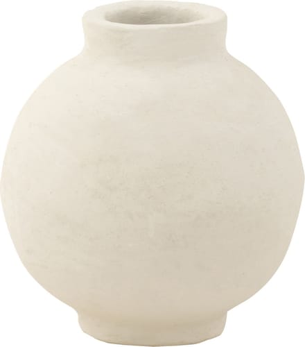 J-Line bloempot Glad Sphere - papier maché - wit - Ø 30 cm