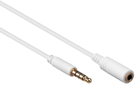3,5mm Jack 4-polig audio slim verlengkabel AWG28 / wit - 2 meter