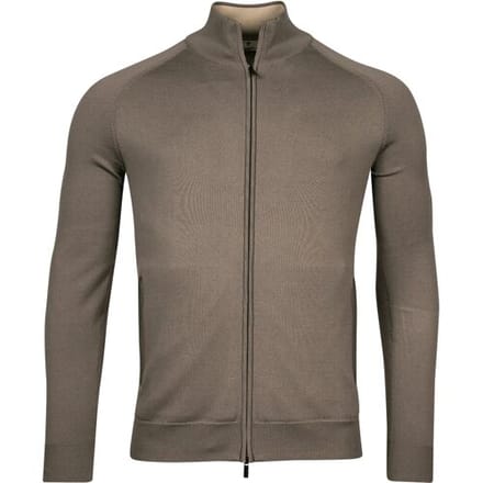 Thomas Maine Vest Cardigan Zip Double Knit Inner Cotton Layer Taupe / male