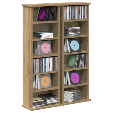 vidaXL - CD - Kast - 2 - st - Artisanaal - eiken - 60 - x - 17 - x - 92 - cm - Bewerkt - hout