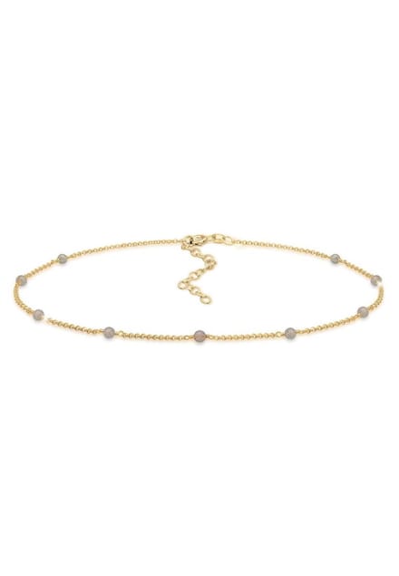Elli - Halsketting - Dames Choker Pea Chain Labradorite Ballen Boho 925 Zilver - Dames