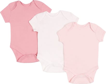 3x Roze en Witte Bodysuits/rompertjes met Korte Mouwen, OEKO-TEX gecertificeerd