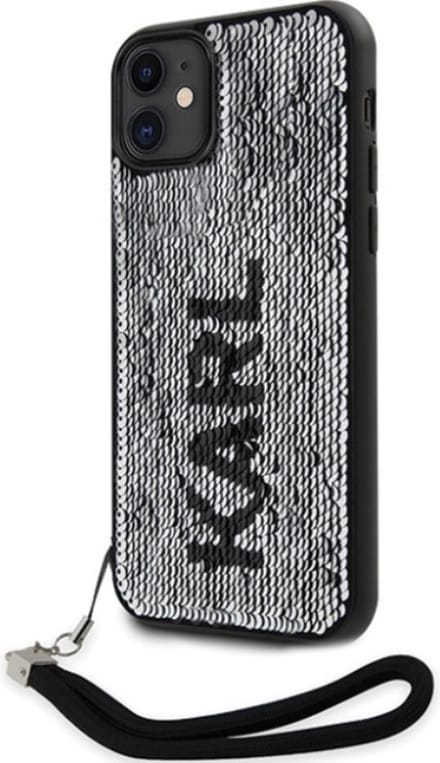 Karl Lagerfeld Reversible Sequins Back Case - Geschikt voor Apple iPhone 11/XR (6.1") - Zwart