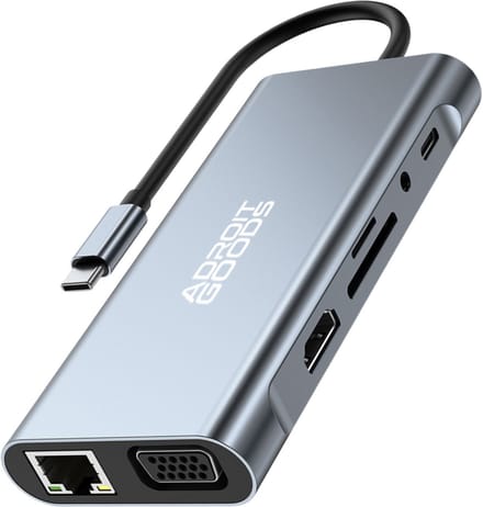 AdroitGoods 11 in 1 Usb C Hub - Usb C Adapter - Geschikt Voor Apple - Usb naar Hdmi/Vga - Macbook - Usb c Dock - 4K HDMI - Ethernet 100Mbp/s