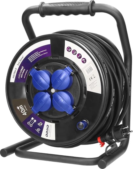 Kabelhaspel Buiten 30m 4-Voudig IP44 3200W met Anti-Twist Systeem