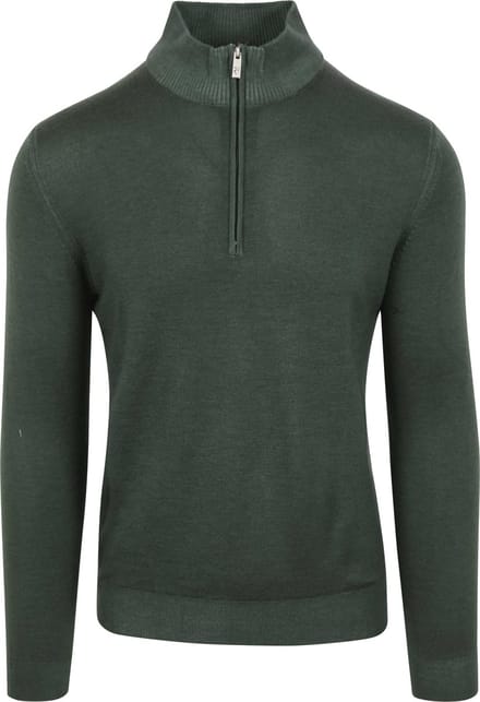 R2 Half Zip Trui Merino Wol Donkergroen - Maat S - Heren - Quarter zip