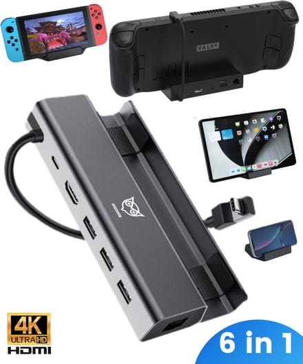 Good2know Steam Deck Dock - Multifunctioneel Docking station voor valve Steam Deck console, switch, ipad - 6 in 1 - 4k hdmi - Ethernet - PD
