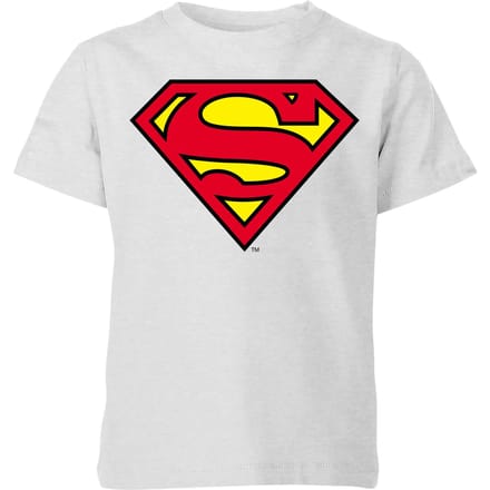 Official Superman Shield Kids' T-Shirt - Grey - 146/152 (11-12 jaar)