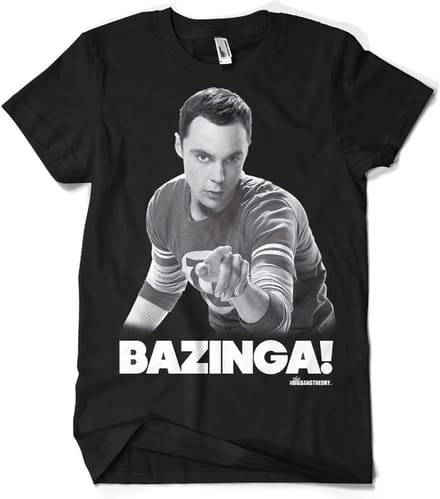 The Big Bang Theory Heren Tshirt -L- Sheldon Says BAZINGA! Zwart
