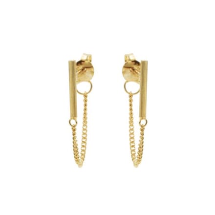 Karma oorbel Chain Tubes Round Silver Goldplated-M1809