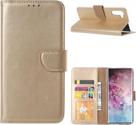 Bookcase Geschikt voor: Samsung Galaxy Note 10 - Goud - Portemonnee hoesje