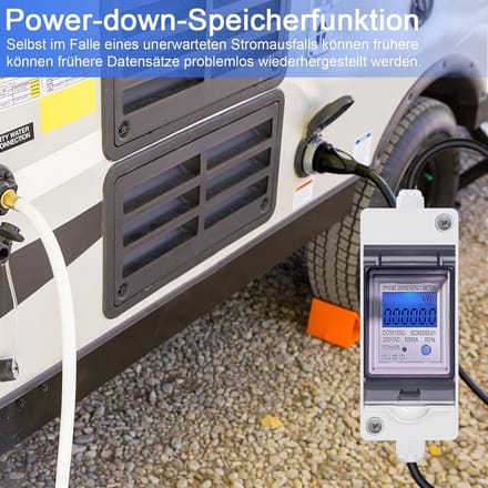 Draagbare Digitale Stroommeter 230V IP65 Waterdicht - KWH Tussenteller voor Camping en Camper