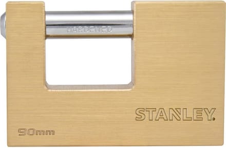 Stanley 81092 371 401 Hangslot 90 mm Messing, Staal Sleutelslot