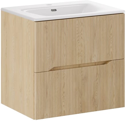 Badplaats Badkamermeubel Nordic 60 cm – Eiken – Hangend Badmeubel met 2 Lades