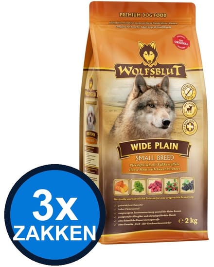 3x Wolfsblut - Adult Wide Plain Small Breed - Hondenvoer Droogvoer - 2 kg