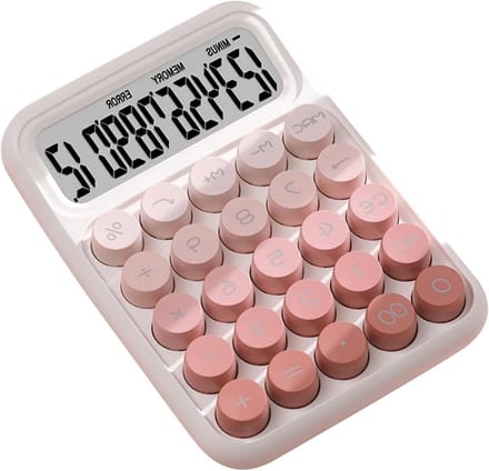 Leuke Rekenmachine - Basis Calculator - Dagelijkse Berekeningen - Grote Knoppen - 16 x 11 x 3 cm - Roze