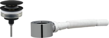 Ben Push Wastafel Afvoerplug Set - Afsluitbaar - met plat Meubelsifon 5/4" - Mat zwart